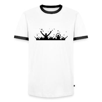 Menschen - Konzert Festival - Männer Kontrast-T-Shirt - Weiß/Schwarz - Vorne - AI Model Female 172 light (172cm) & AI Model Male 178 dark (178cm)