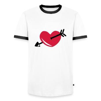 Heart - Arrow - Men's Ringer Shirt - white/black - Front - AI Model Female 172 light (172cm) & AI Model Male 178 dark (178cm)