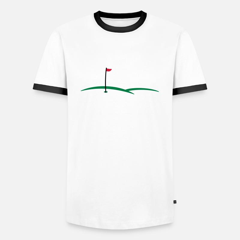 Golfloch 3c - Männer Kontrast-T-Shirt - Weiß/Schwarz