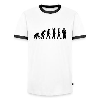 Évolution Juge - T-shirt contrasté Homme - blanc/noir - Devant - AI Model Female 172 light (172cm) & AI Model Male 178 dark (178cm)