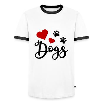 Dog Paw Paw Paw Dog I Love Dogs Heart - Men's Ringer Shirt - white/black - Front - AI Model Female 172 light (172cm) & AI Model Male 178 dark (178cm)