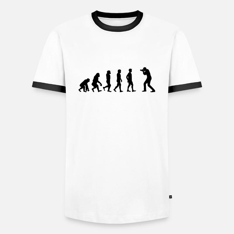 Evolution Photographer - Men's Ringer Shirt - white/black