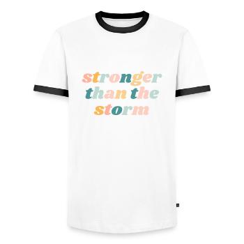 Plus fort que la tempête - Christian - T-shirt contrasté Homme - blanc/noir - Devant - AI Model Female 172 light (172cm) & AI Model Male 178 dark (178cm)