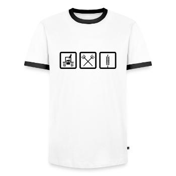Bauernhof - Männer Kontrast-T-Shirt - Weiß/Schwarz - Vorne - AI Model Female 172 light (172cm) & AI Model Male 178 dark (178cm)