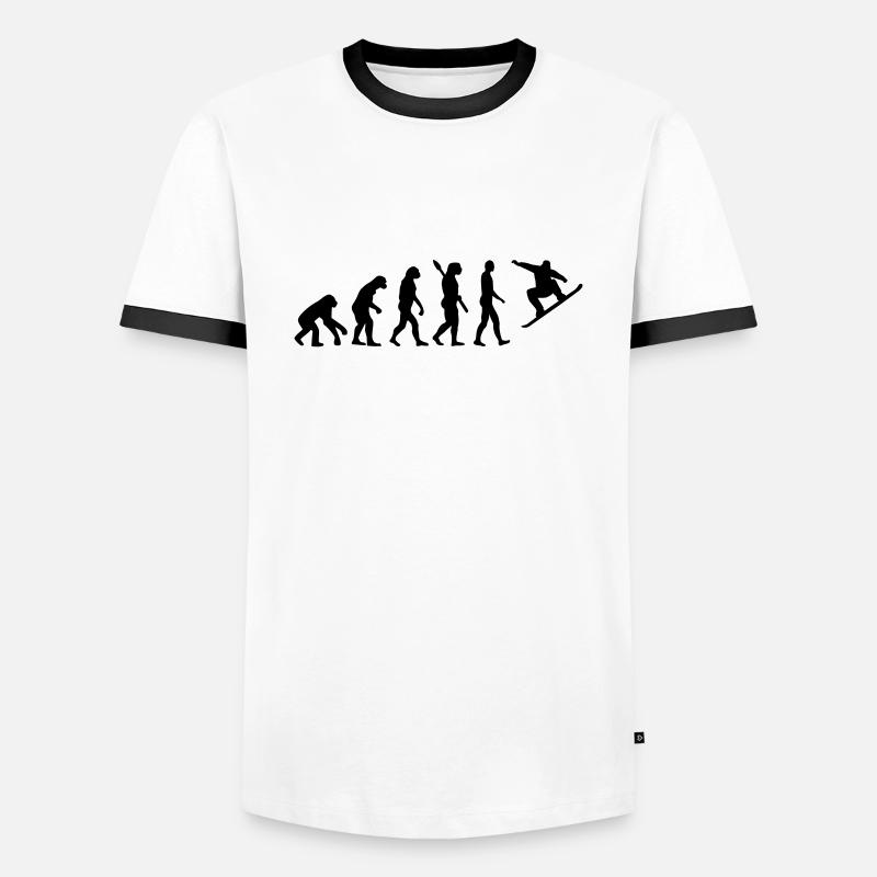 Evolution Snowboard - Männer Kontrast-T-Shirt - Weiß/Schwarz