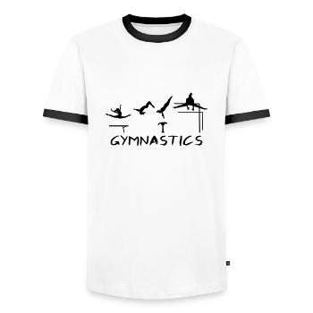 Gymnastics, Gymnast - Men's Ringer Shirt - white/black - Front - AI Model Female 172 light (172cm) & AI Model Male 178 dark (178cm)