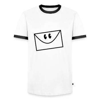 envelope - Men's Ringer Shirt - white/black - Front - AI Model Female 172 light (172cm) & AI Model Male 178 dark (178cm)