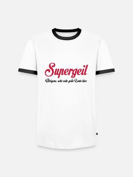 Supergeil - Männer Kontrast-T-Shirt - Weiß/Schwarz