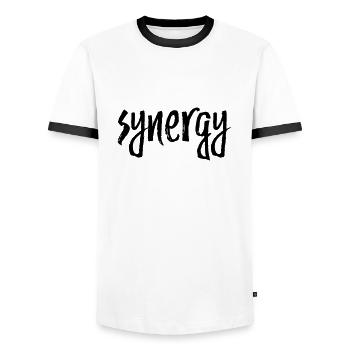 Synergy - Men's Ringer Shirt - white/black - Front - AI Model Female 172 light (172cm) & AI Model Male 178 dark (178cm)