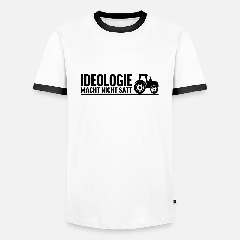 Ideology doesn't fill you up - Men's Ringer Shirt - white/black