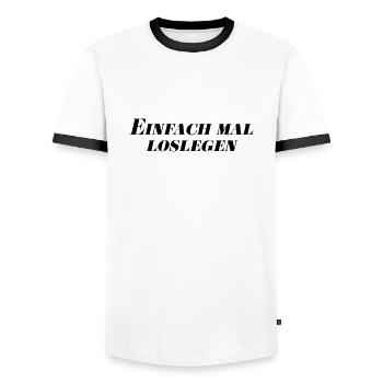 Einfach mal loslegen - Männer Kontrast-T-Shirt - Weiß/Schwarz - Vorne - AI Model Female 172 light (172cm) & AI Model Male 178 dark (178cm)