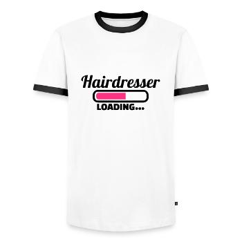 Hairdresser - Men's Ringer Shirt - white/black - Front - AI Model Female 172 light (172cm) & AI Model Male 178 dark (178cm)