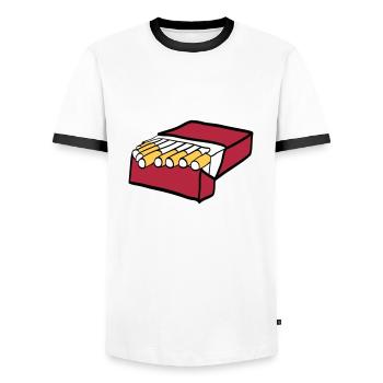 Zigaretten - Männer Kontrast-T-Shirt - Weiß/Schwarz - Vorne - AI Model Female 172 light (172cm) & AI Model Male 178 dark (178cm)