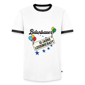Betonbauer Jubiläum 10 Jahre 10. jähriges Jubi 10t - Männer Kontrast-T-Shirt - Weiß/Schwarz - Vorne - AI Model Female 172 light (172cm) & AI Model Male 178 dark (178cm)