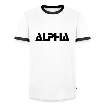 ALPHA - Men's Ringer Shirt - white/black - Front - AI Model Female 172 light (172cm) & AI Model Male 178 dark (178cm)
