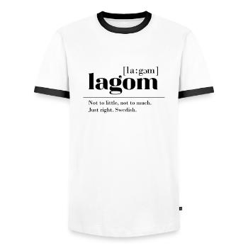 Lagom Mot suédois pour cadeau juste Juste - T-shirt contrasté Homme - blanc/noir - Devant - AI Model Female 172 light (172cm) & AI Model Male 178 dark (178cm)