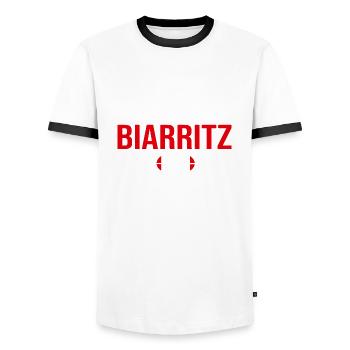 Rugby Biarritz supporter rugby BO - T-shirt contrasté Homme - blanc/noir - Devant - AI Model Female 172 light (172cm) & AI Model Male 178 dark (178cm)
