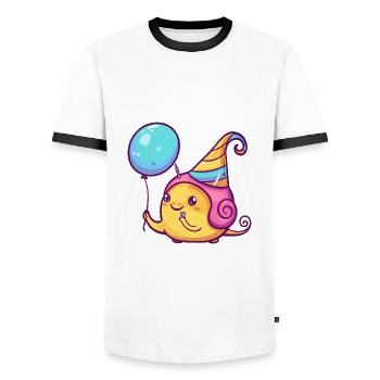 Snail Birthday Baby - Men's Ringer Shirt - white/black - Front - AI Model Female 172 light (172cm) & AI Model Male 178 dark (178cm)