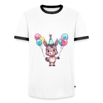 Esel Geburtstag Baby - Männer Kontrast-T-Shirt - Weiß/Schwarz - Vorne - AI Model Female 172 light (172cm) & AI Model Male 178 dark (178cm)