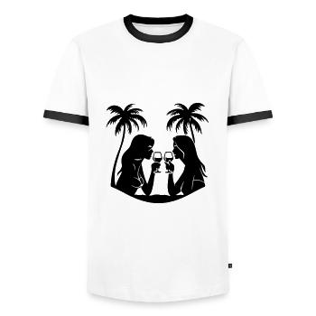Girls Team Holiday Palms - Men's Ringer Shirt - white/black - Front - AI Model Female 172 light (172cm) & AI Model Male 178 dark (178cm)