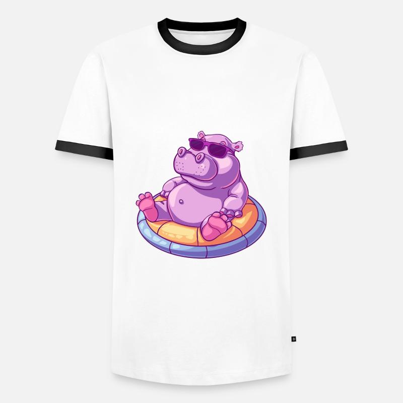 Nilpferd Comic Cool - Männer Kontrast-T-Shirt - Weiß/Schwarz