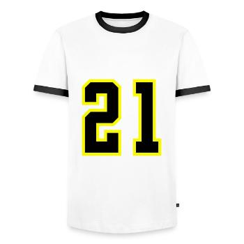 Maillot à 21 numéros - T-shirt contrasté Homme - blanc/noir - Devant - AI Model Female 172 light (172cm) & AI Model Male 178 dark (178cm)