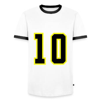 10 Zahl Trikot Zehn - Männer Kontrast-T-Shirt - Weiß/Schwarz - Vorne - AI Model Female 172 light (172cm) & AI Model Male 178 dark (178cm)