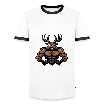 Muscles du cerf Fitness - T-shirt contrasté Homme - blanc/noir - Devant - AI Model Female 172 light (172cm) & AI Model Male 178 dark (178cm)