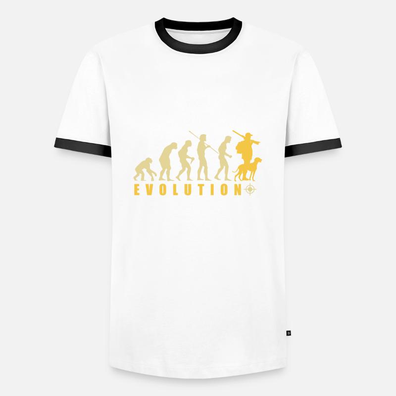 Evolution Hunter Lustiges Jagdgeschenk - Männer Kontrast-T-Shirt - Weiß/Schwarz
