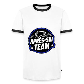 Après-ski Party Team Dire - T-shirt contrasté Homme - blanc/noir - Devant - AI Model Female 172 light (172cm) & AI Model Male 178 dark (178cm)