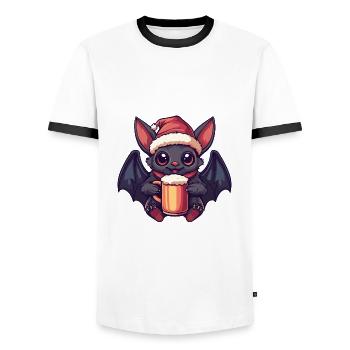 Bière de chauve-souris Noël - T-shirt contrasté Homme - blanc/noir - Devant - AI Model Female 172 light (172cm) & AI Model Male 178 dark (178cm)