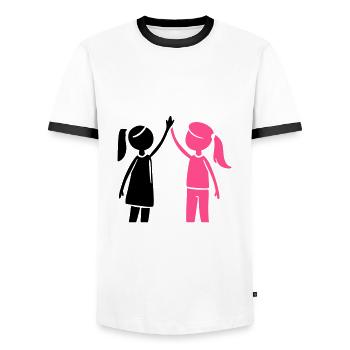 Friendship Girl Best Friend - Men's Ringer Shirt - white/black - Front - AI Model Female 172 light (172cm) & AI Model Male 178 dark (178cm)
