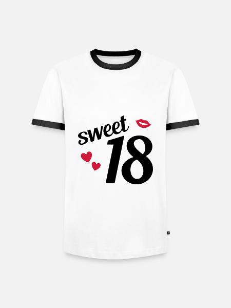 Sweet 18 (hearts, lips) - Men's Ringer Shirt - white/black