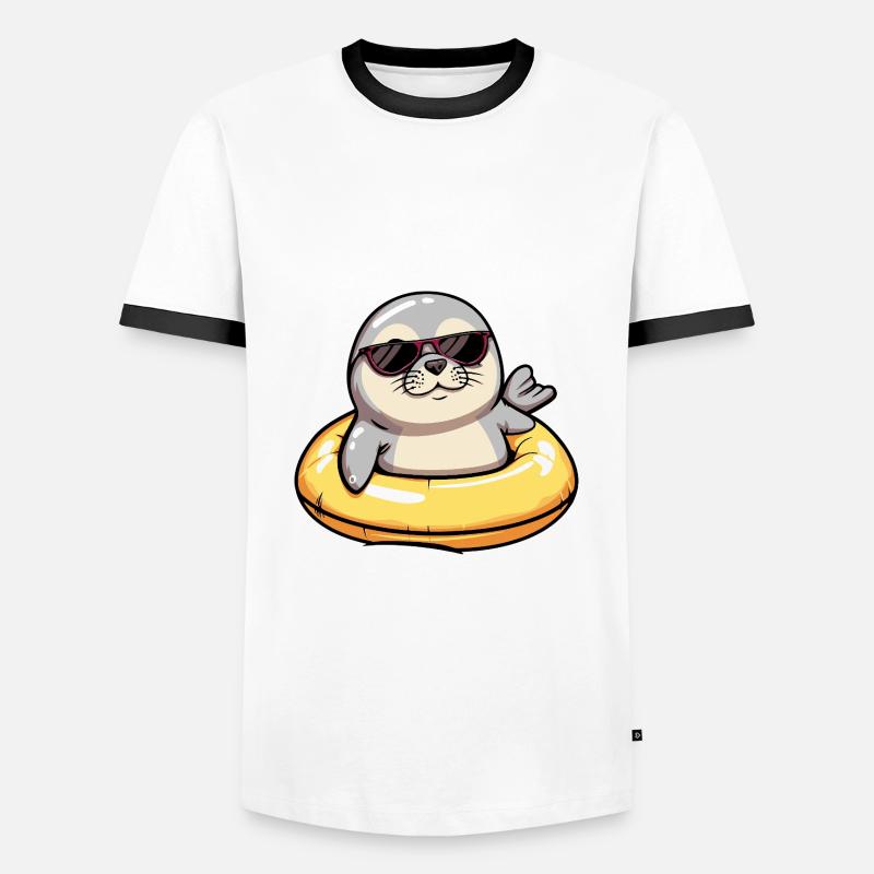 Robbe Comic Cool - Männer Kontrast-T-Shirt - Weiß/Schwarz