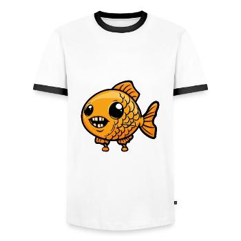 Goldfische Halloween Comic Lustig - Männer Kontrast-T-Shirt - Weiß/Schwarz - Vorne - AI Model Female 172 light (172cm) & AI Model Male 178 dark (178cm)