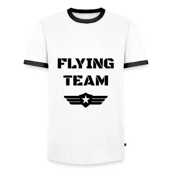 Flying team (badge, wings, star) - Men's Ringer Shirt - white/black - Front - AI Model Female 172 light (172cm) & AI Model Male 178 dark (178cm)