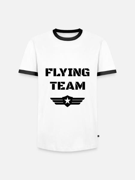 Flying team (badge, wings, star) - Men's Ringer Shirt - white/black