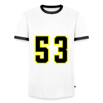 Maillot à 53 numéros - T-shirt contrasté Homme - blanc/noir - Devant - AI Model Female 172 light (172cm) & AI Model Male 178 dark (178cm)