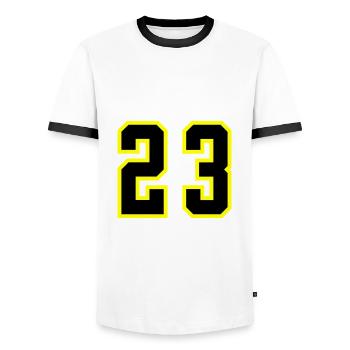 Maillot à 23 numéros - T-shirt contrasté Homme - blanc/noir - Devant - AI Model Female 172 light (172cm) & AI Model Male 178 dark (178cm)