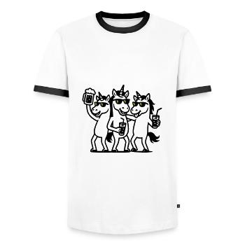Fête de la bière Licorne - T-shirt contrasté Homme - blanc/noir - Devant - AI Model Female 172 light (172cm) & AI Model Male 178 dark (178cm)