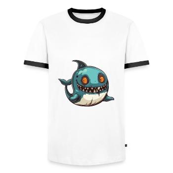 Whale Halloween Comic Funny - Men's Ringer Shirt - white/black - Front - AI Model Female 172 light (172cm) & AI Model Male 178 dark (178cm)