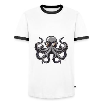 Oktopus Tier - Männer Kontrast-T-Shirt - Weiß/Schwarz - Vorne - AI Model Female 172 light (172cm) & AI Model Male 178 dark (178cm)