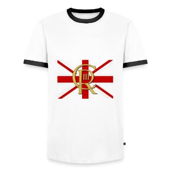 Couronnement du roi britannique Charles Angleterre Drapeau - T-shirt contrasté Homme - blanc/noir - Devant - AI Model Female 172 light (172cm) & AI Model Male 178 dark (178cm)