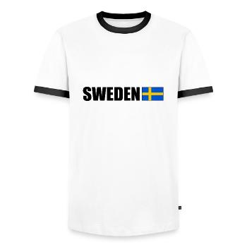 Suède - T-shirt contrasté Homme - blanc/noir - Devant - AI Model Female 172 light (172cm) & AI Model Male 178 dark (178cm)