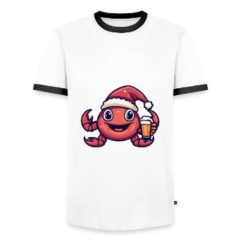 Crab Crab Beer Xmas Christmas - Men's Ringer Shirt - white/black - Front - AI Model Female 172 light (172cm) & AI Model Male 178 dark (178cm)
