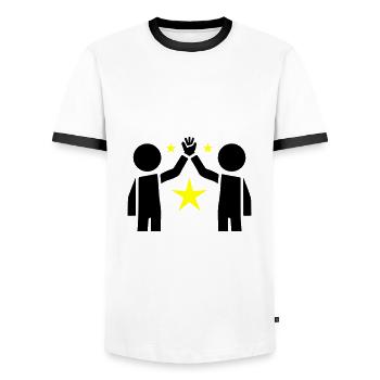 Friendship Best Friends - Men's Ringer Shirt - white/black - Front - AI Model Female 172 light (172cm) & AI Model Male 178 dark (178cm)