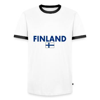 Finlande - T-shirt contrasté Homme - blanc/noir - Devant - AI Model Female 172 light (172cm) & AI Model Male 178 dark (178cm)