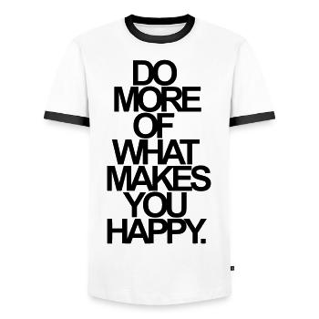 Faire plus de ce qui vous rend heureux. - T-shirt contrasté Homme - blanc/noir - Devant - AI Model Female 172 light (172cm) & AI Model Male 178 dark (178cm)