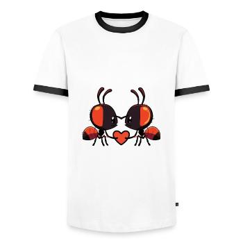 Ant Couple In Love Insect Animal Valentine's Day - Men's Ringer Shirt - white/black - Front - AI Model Female 172 light (172cm) & AI Model Male 178 dark (178cm)
