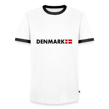 Dänemark - Männer Kontrast-T-Shirt - Weiß/Schwarz - Vorne - AI Model Female 172 light (172cm) & AI Model Male 178 dark (178cm)